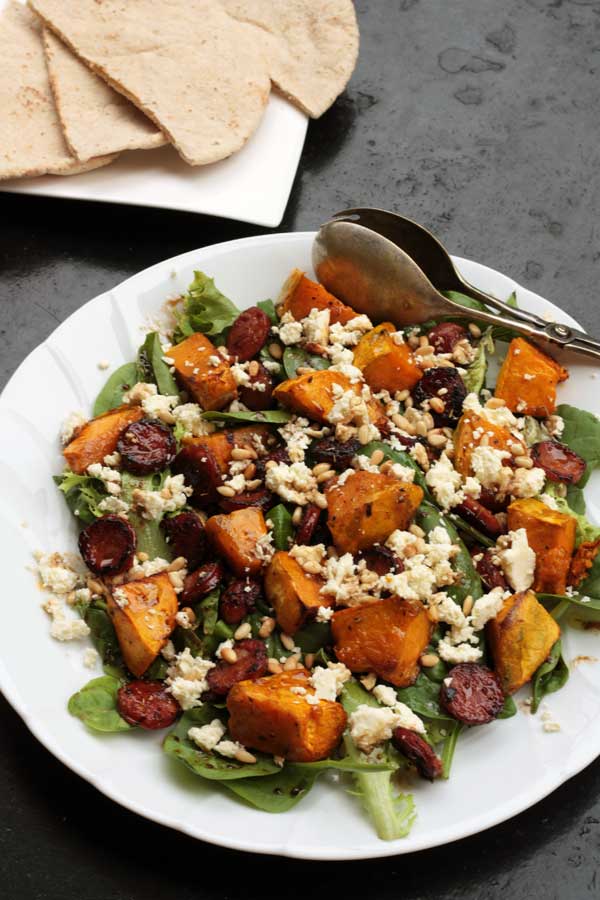 Pumpkin, chorizo & feta salad - Scrummy Lane