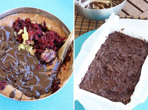 making beetroot & ginger brownies