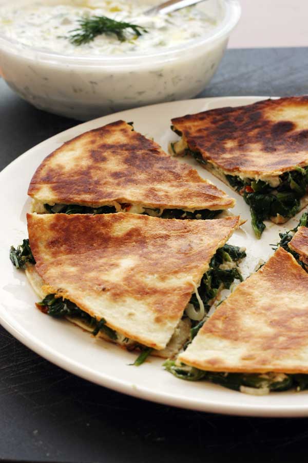 Greek quesadillas with tsatziki - Scrummy Lane