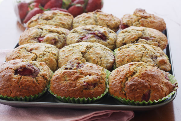 Strawberry poppy seed ricotta muffins from Scrummy Lane