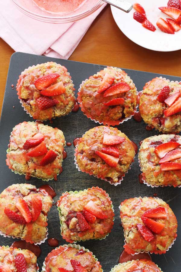 Strawberry poppy seed ricotta muffins from Scrummy Lane
