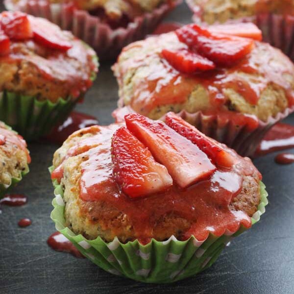 Strawberry poppy seed ricotta muffins from Scrummy Lane