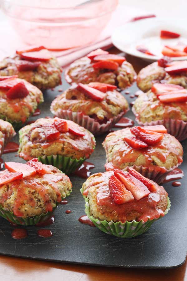 Strawberry poppy seed ricotta muffins from Scrummy Lane