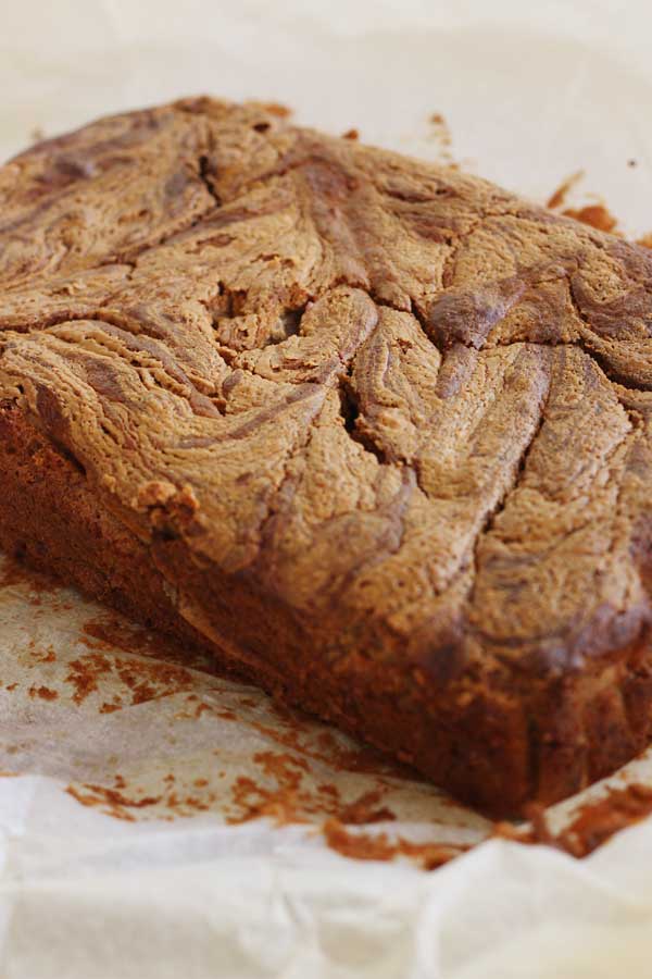 Banana, chocolate & peanut butter are a match made in heaven. Banana, chocolate & peanut butter swirl cake by Scrummy Lane