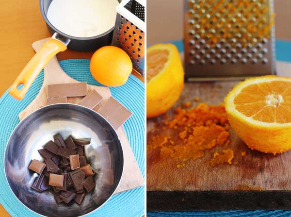 2 images showing how to make chocolate orange truffles