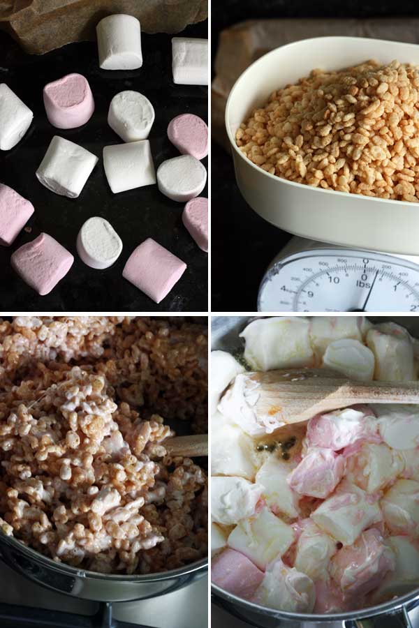 Making marshmallow crispy squares