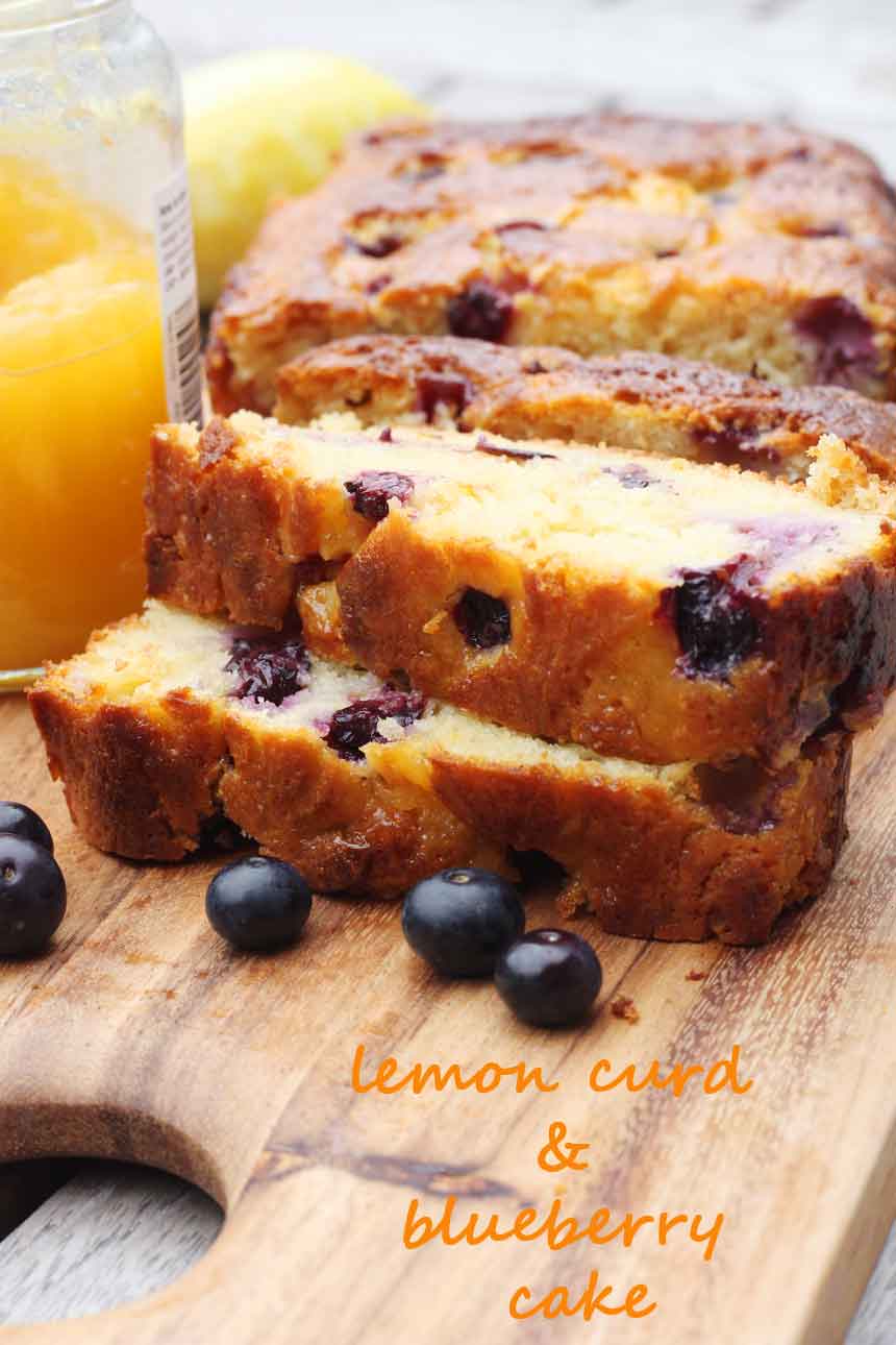 Sticky lemon curd & blueberry cake - Scrummy Lane