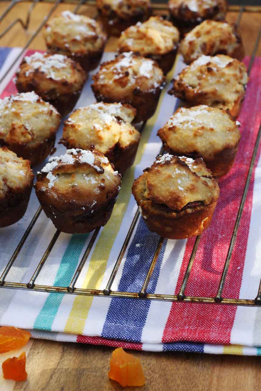 Little Nutella-stuffed apricot friands by Scrummy Lane