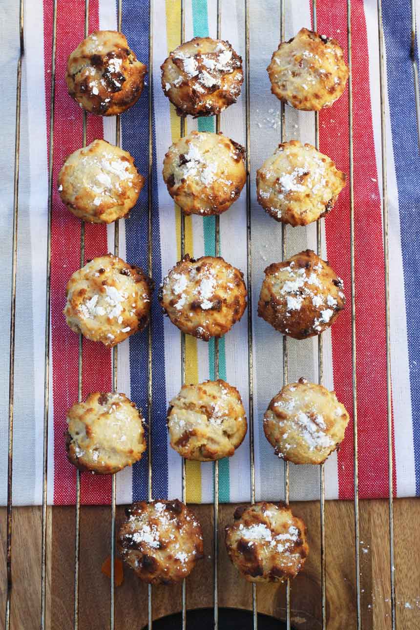 Little Nutella-stuffed apricot friands by Scrummy Lane