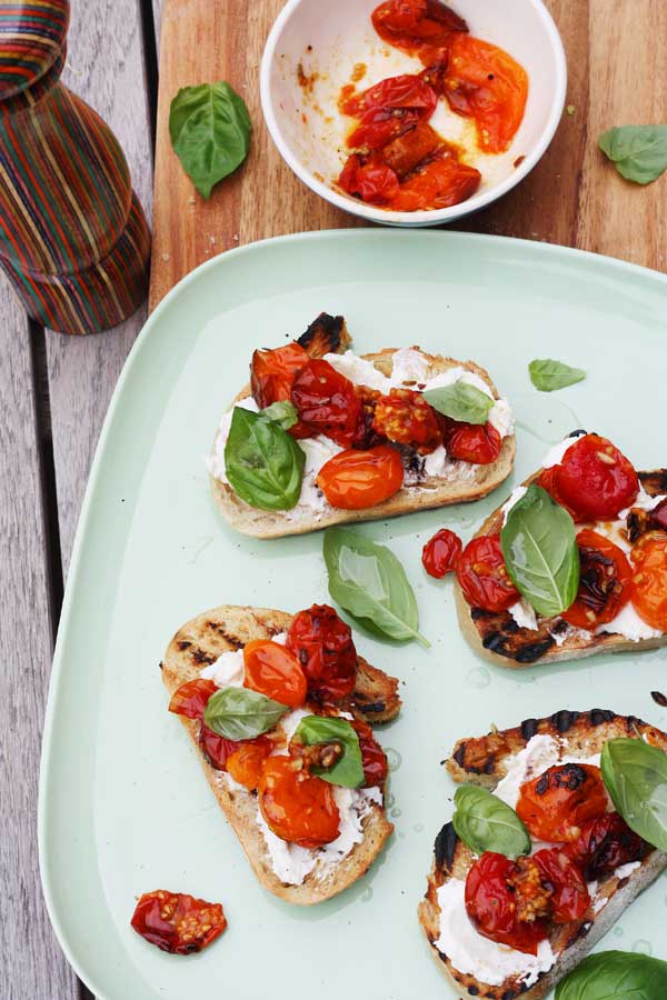 Slow-roasted tomato & ricotta bruschetta by Scrummy Lane