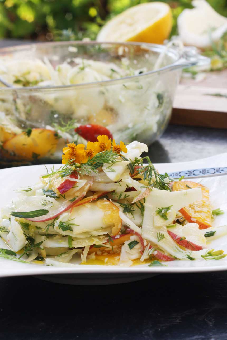 Fennel, peach & parmesan salad by Scrummy Lane