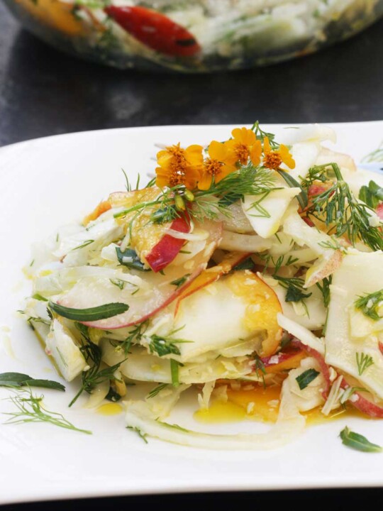 Fennel, peach and parmesan salad by Scrummy Lane