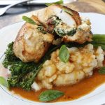 Feta and sundried tomato stuffed chicken with lemon butter gravy by Scrummy Lane