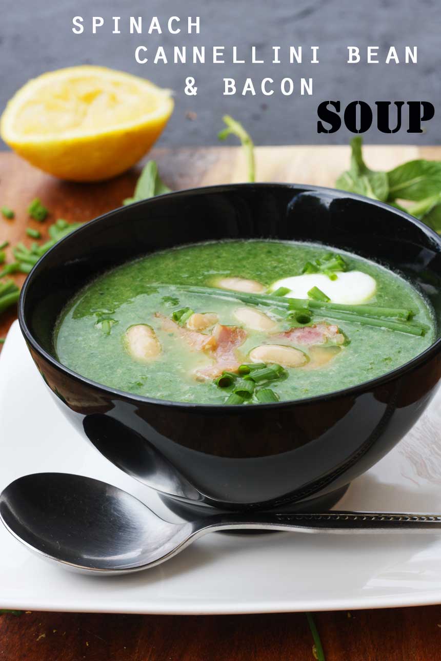 SPINACH, CANNELLINI BEAN & BACON SOUP BY SCRUMMY LANE