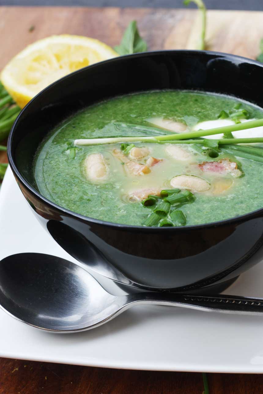 SPINACH, CANNELLINI BEAN & BACON SOUP BY SCRUMMY LANE