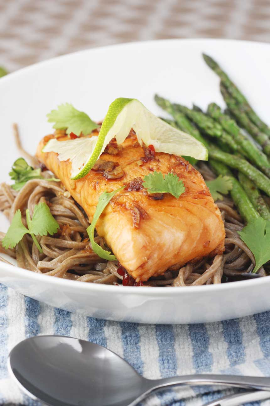 Maple teriyaki salmon with soba noodles by Scrummy Lane