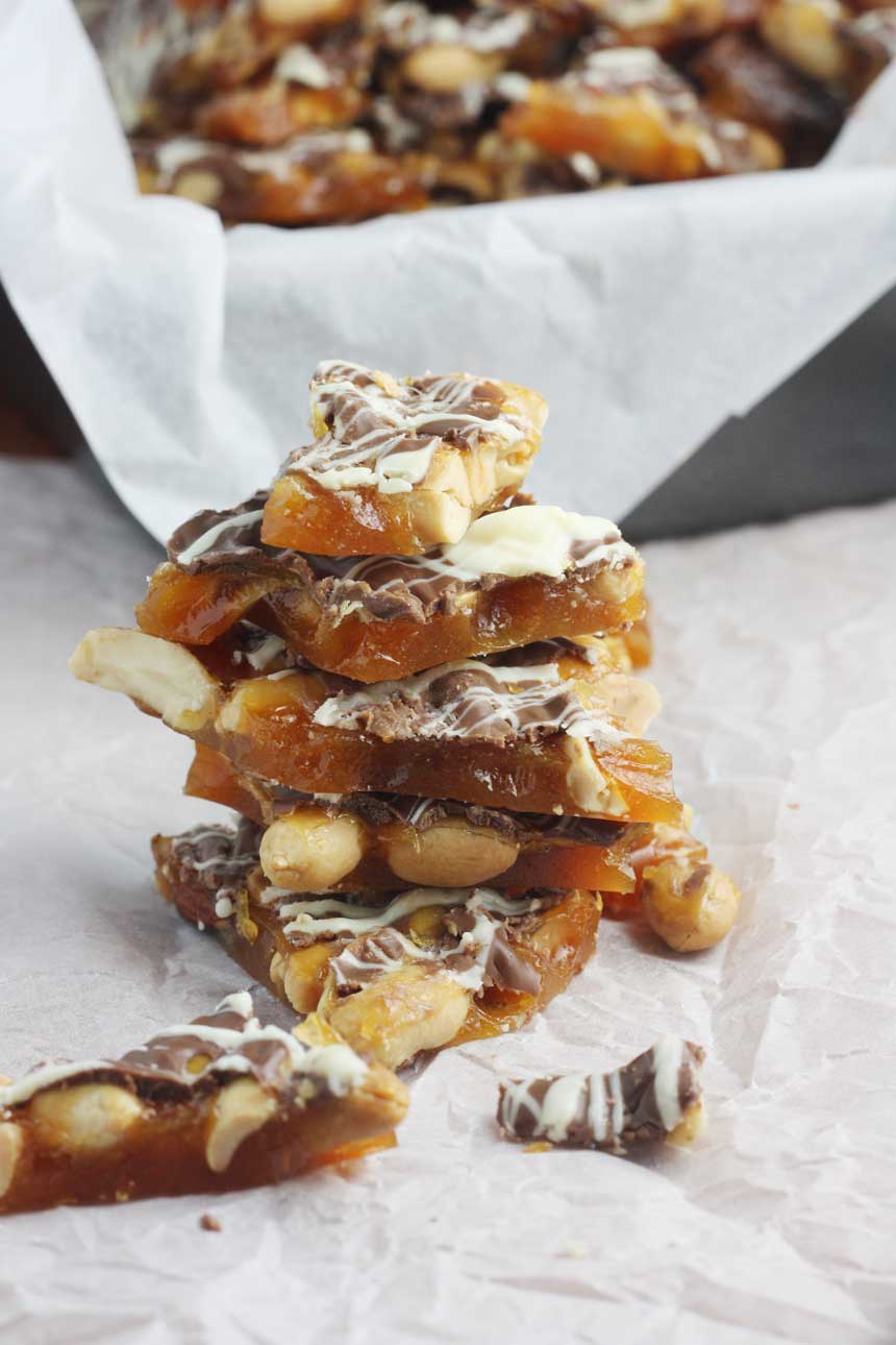 Double chocolate peanut brittle