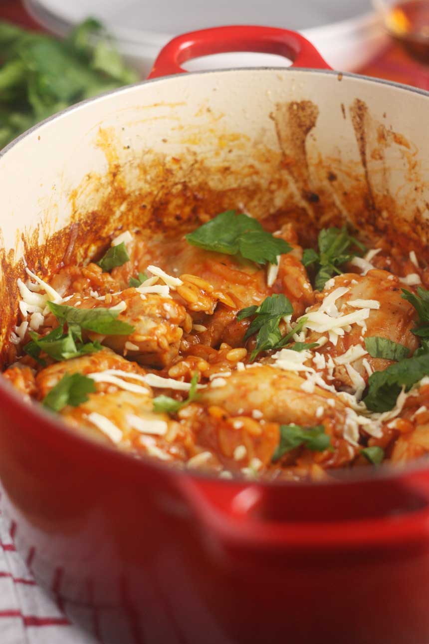 Baked Greek chicken orzo