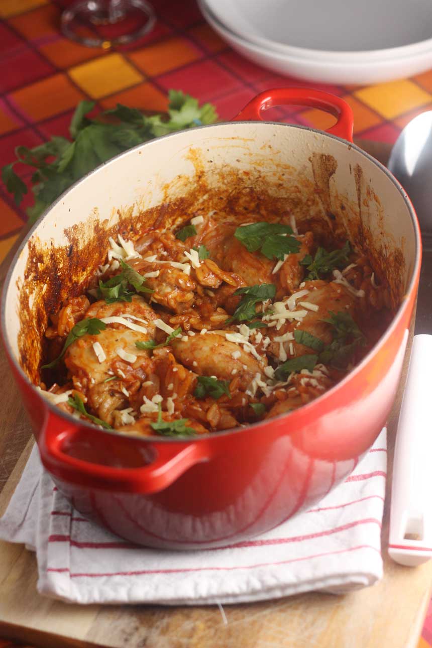 Baked Greek chicken orzo - Scrummy Lane