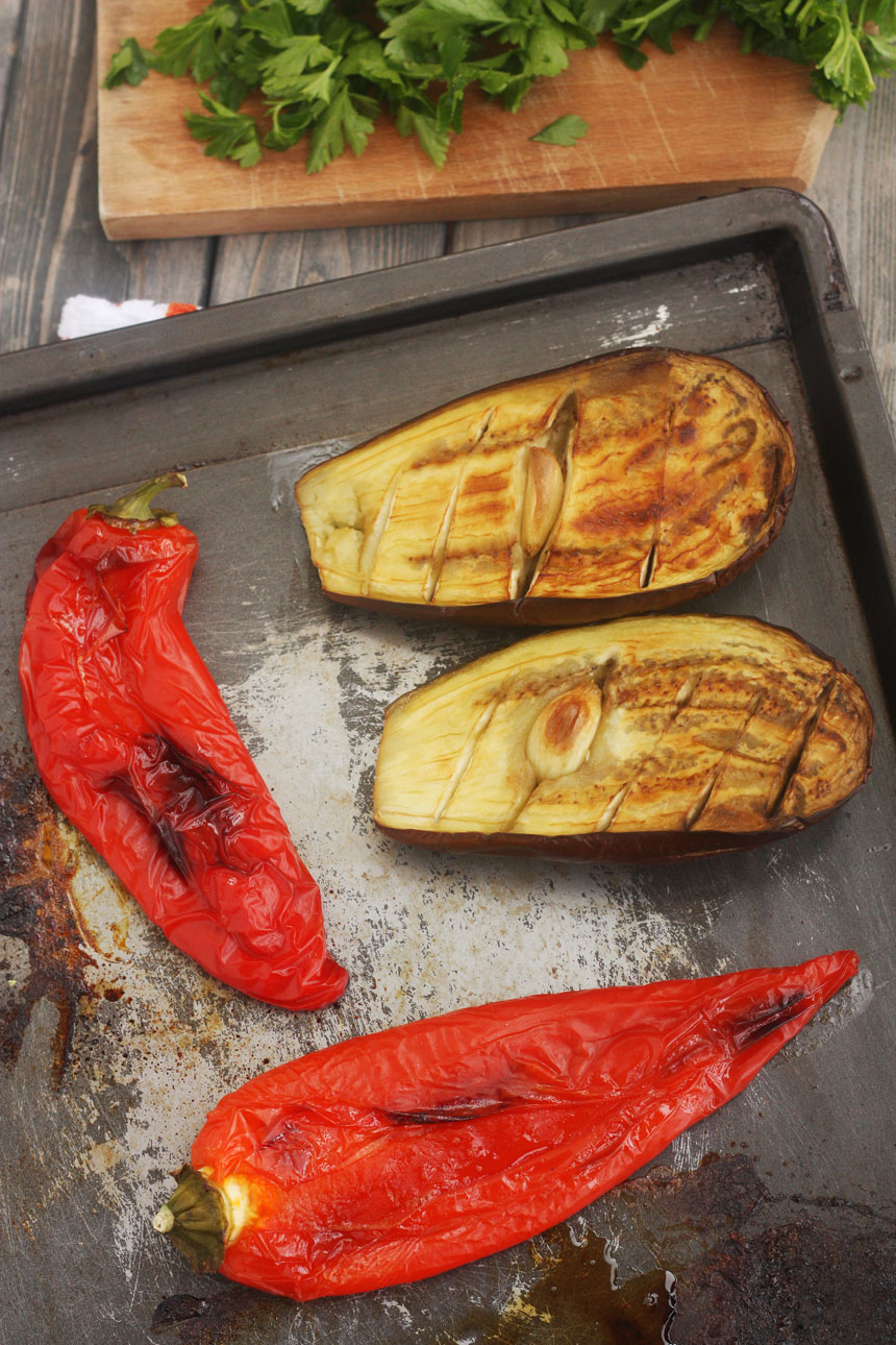 roasted eggplant & peppers