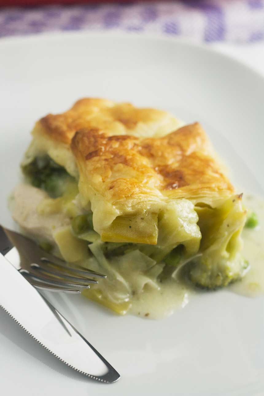 skinny chicken & leek patchwork pie - all the comfort of pie but with fewer calories