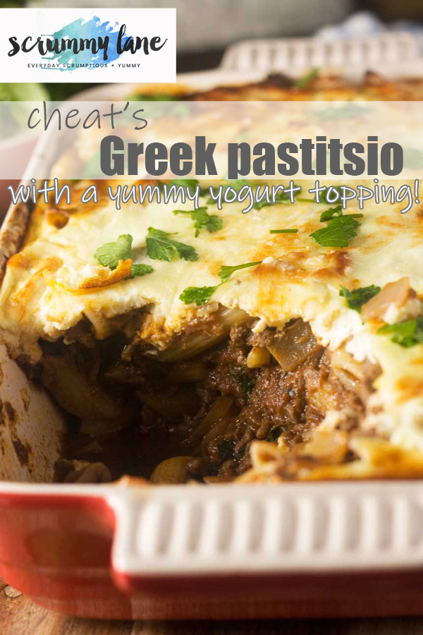 Greek pastitsio with a piece taken out of it