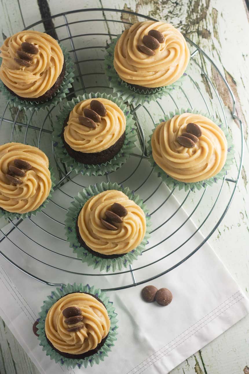 Chocolate stout cupcakes with peanut butter frosting