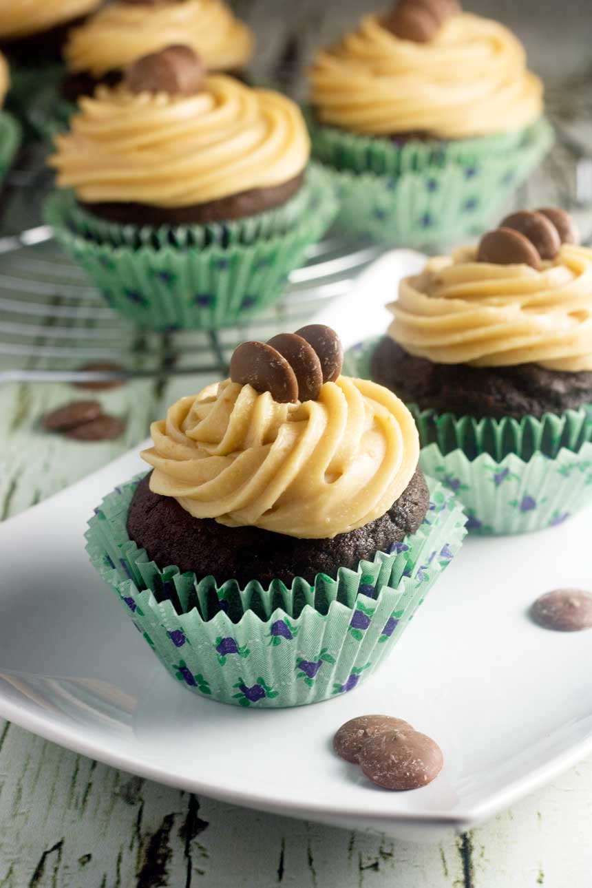 Chocolate stout cupcakes with peanut butter frosting