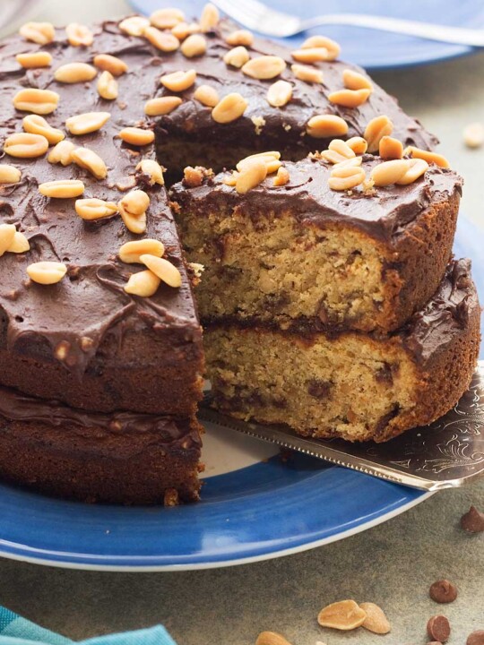 Peanut butter, banana and chocolate chip cake