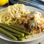 Baked lemon chicken with yogurt sauce