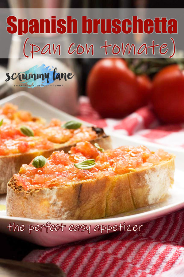 Spanish bruschetta or pan con tomate on a plate