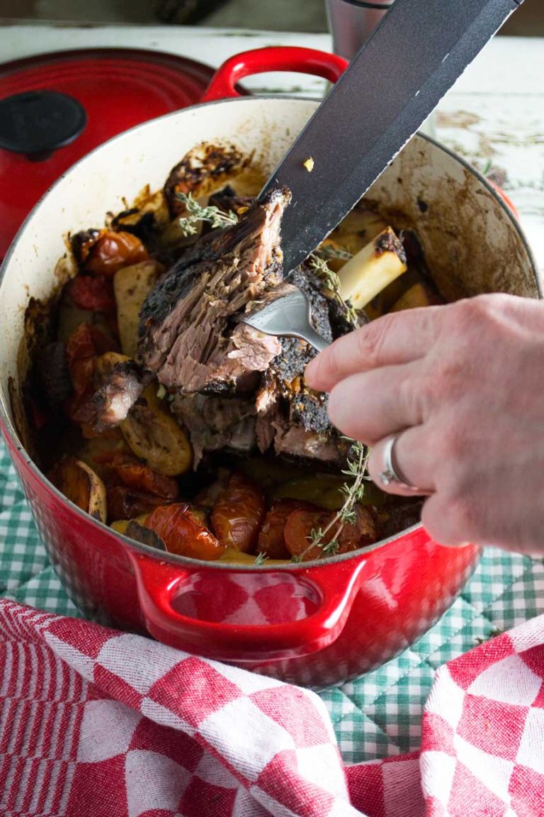 Easy slow cooked Greek lamb with lemon garlic potatoes (lamb kleftiko
