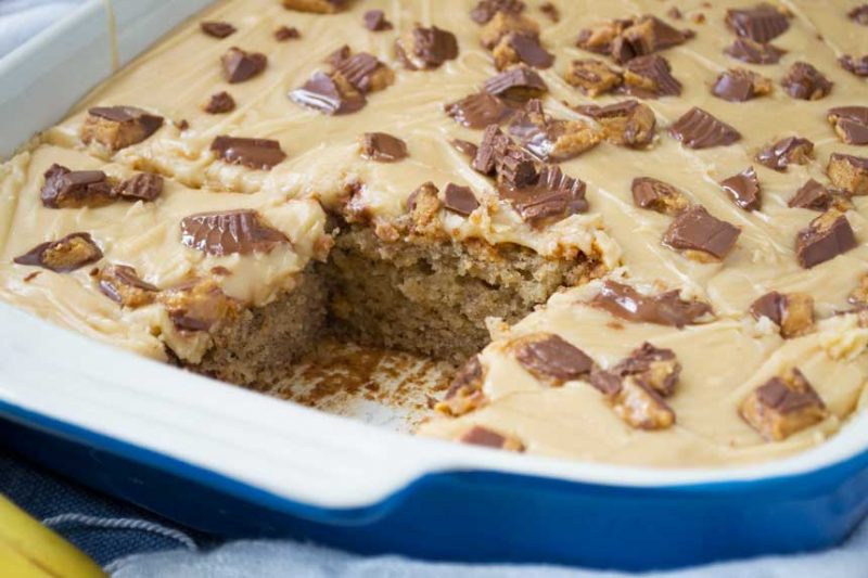 Banana slice with peanut butter fudge icing Scrummy Lane