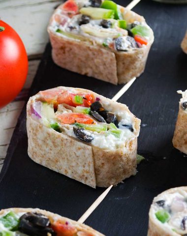 Greek tortilla pinwheels -perfect simple party appetizers