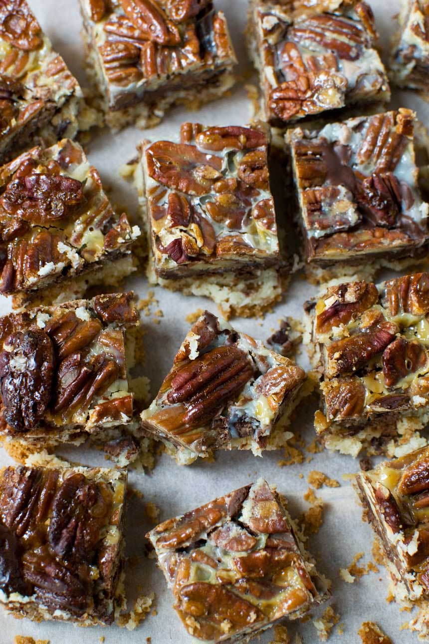 No bowl chocolate pecan bars from above