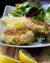 Basic crispy salmon fishcakes. They aren't posh, but they're easy to make and full of subtle flavors!