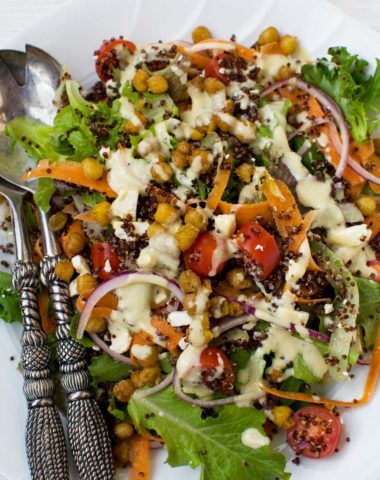 Crispy fried chickpeas - delicious on neat, on a salad, or sprinkled on top of soup instead of croutons!