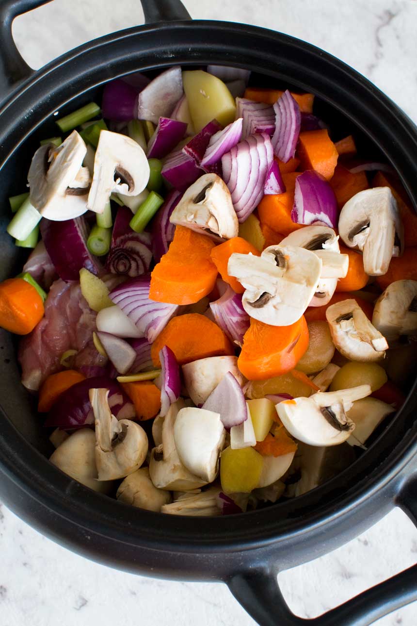 Ingredients for Slow cooker Korean chicken before being cooked.