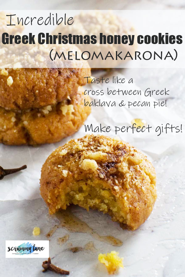 Pinterest image of Greek Christmas honey cookies