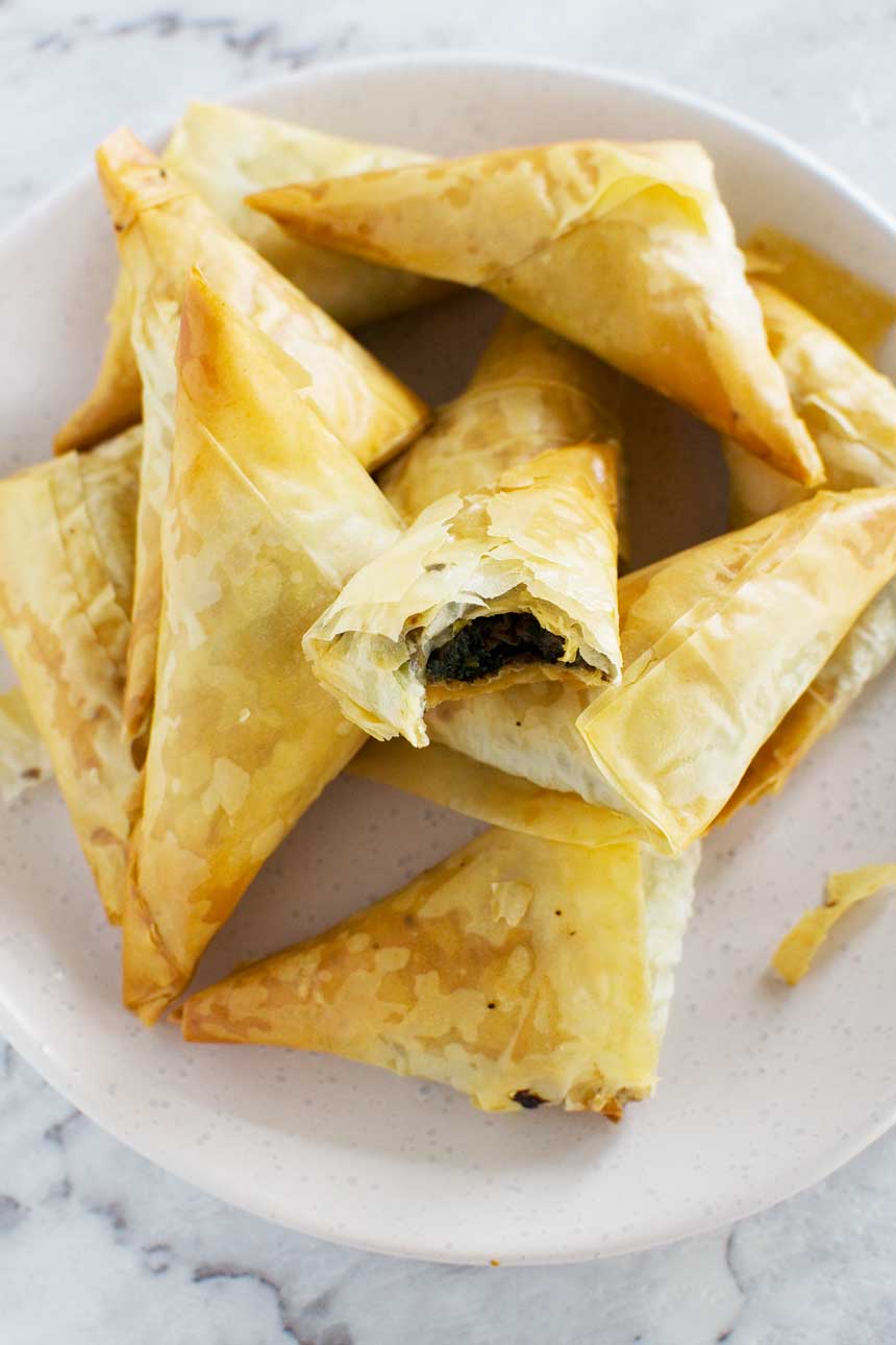 creamy mushroom filo parcels