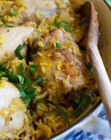 The simplest stove top chicken and rice (30 minute meal)