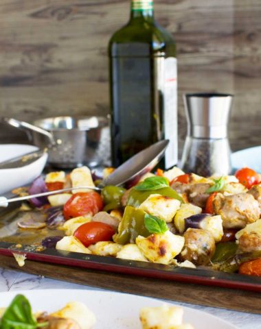 Easy baked gnocchi with sausage, peppers and tomatoes (30 minute recipe)