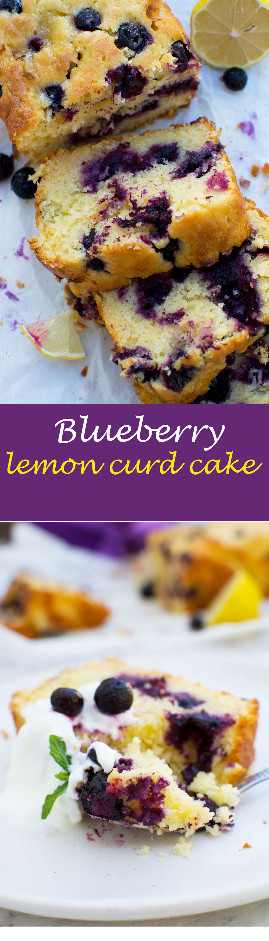 Sticky blueberry lemon curd cake - a delicious crowd pleaser for spring, summer, or any time!
#blueberries #lemon #lemoncurd #cake #scrummylane #dessert