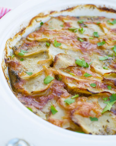 Potato bake with bacon, otherwise known as boulangere potatoes!