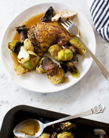 Honey balsamic chicken with mushrooms & brussels sprouts