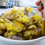 Greek style crispy smashed potatoes