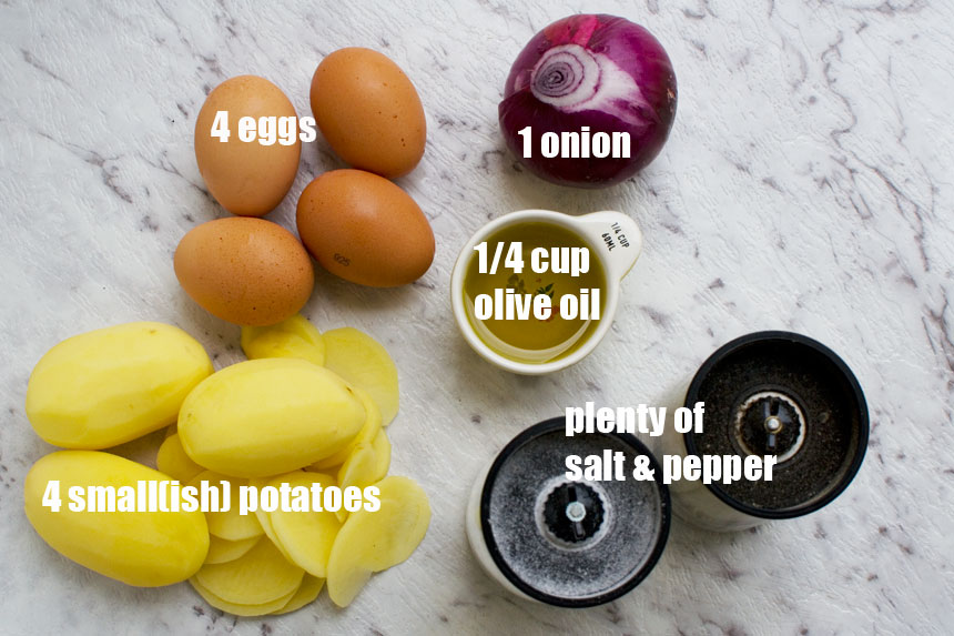 Spanish omelette ingredients