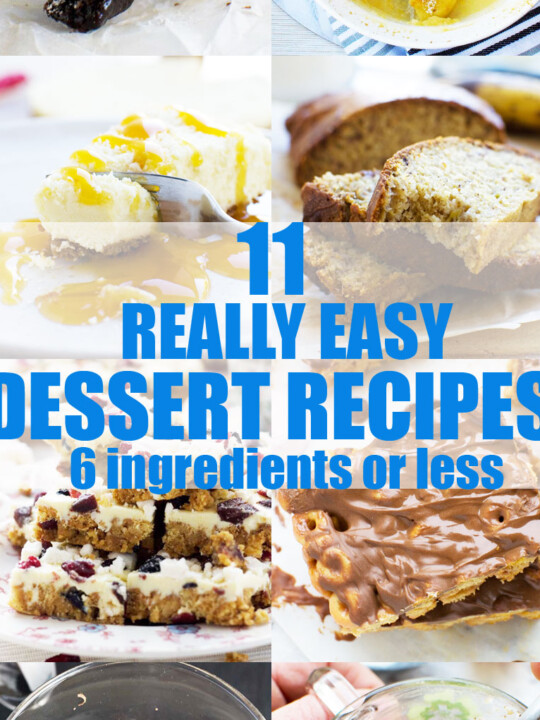 a collage of 11 really easy dessert recipes with a post title on it