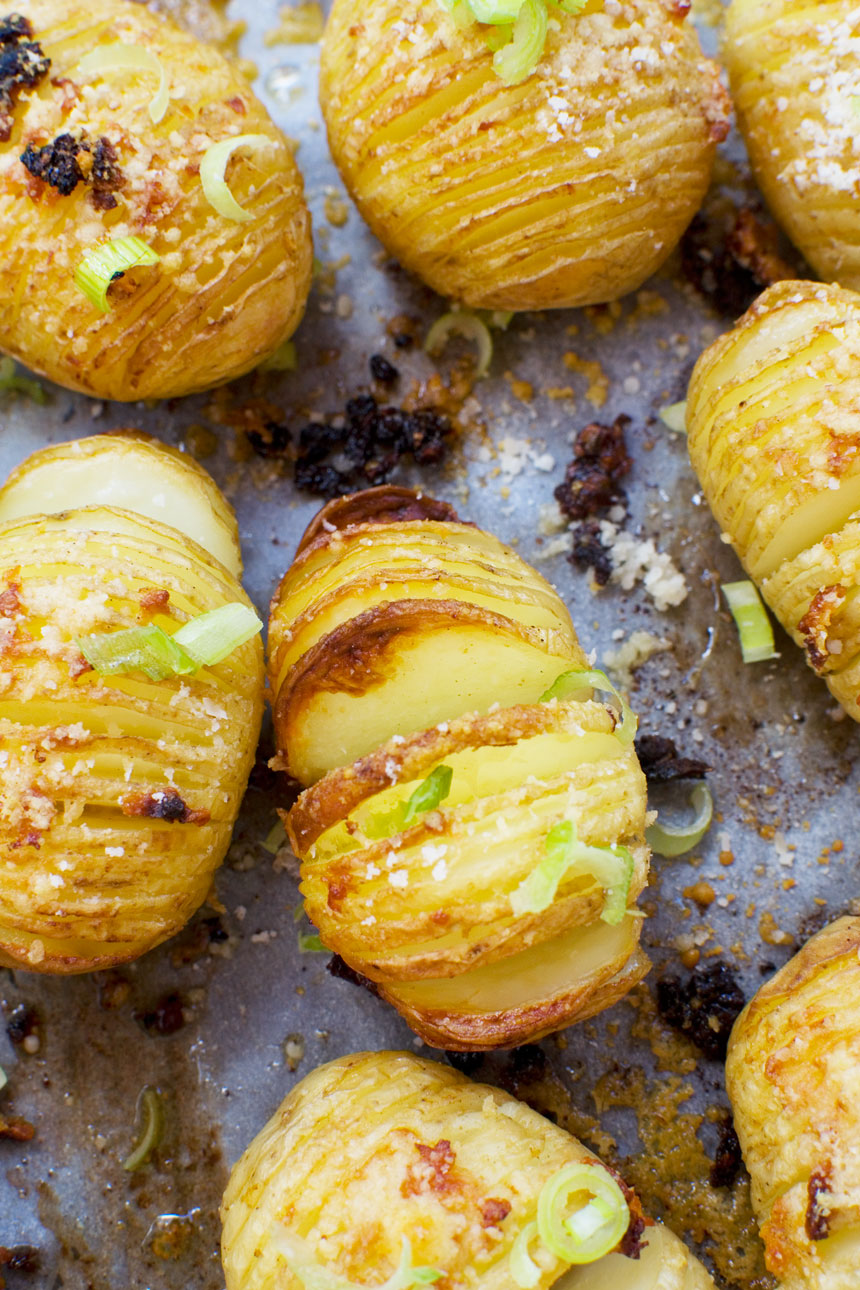 Mini parmesan and garlic hasselback potatoes