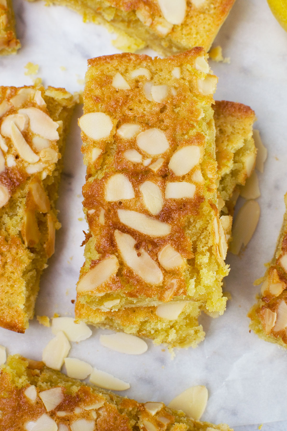 Lemon bakewell slices from above